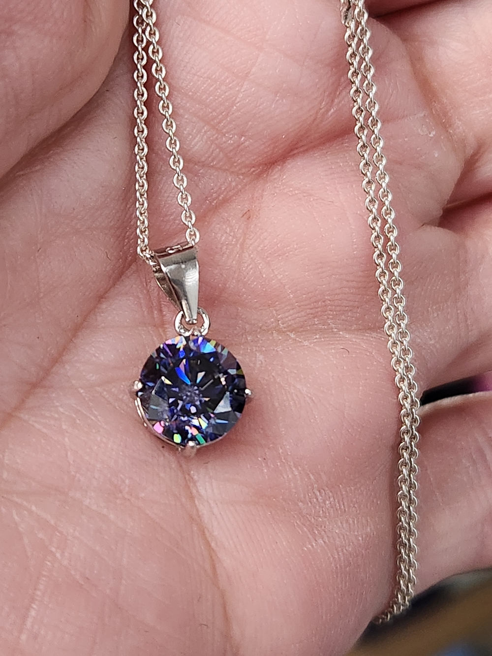 NWT 2013 Strontium Titanate Blue Violet 925 Solitaire Necklace 18"